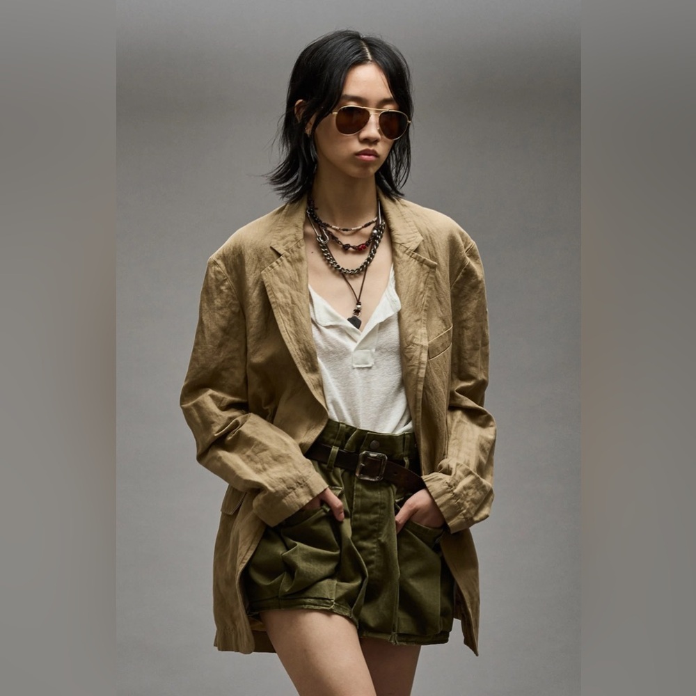 R13 Oversized Ragged Blazer Khaki. Size small